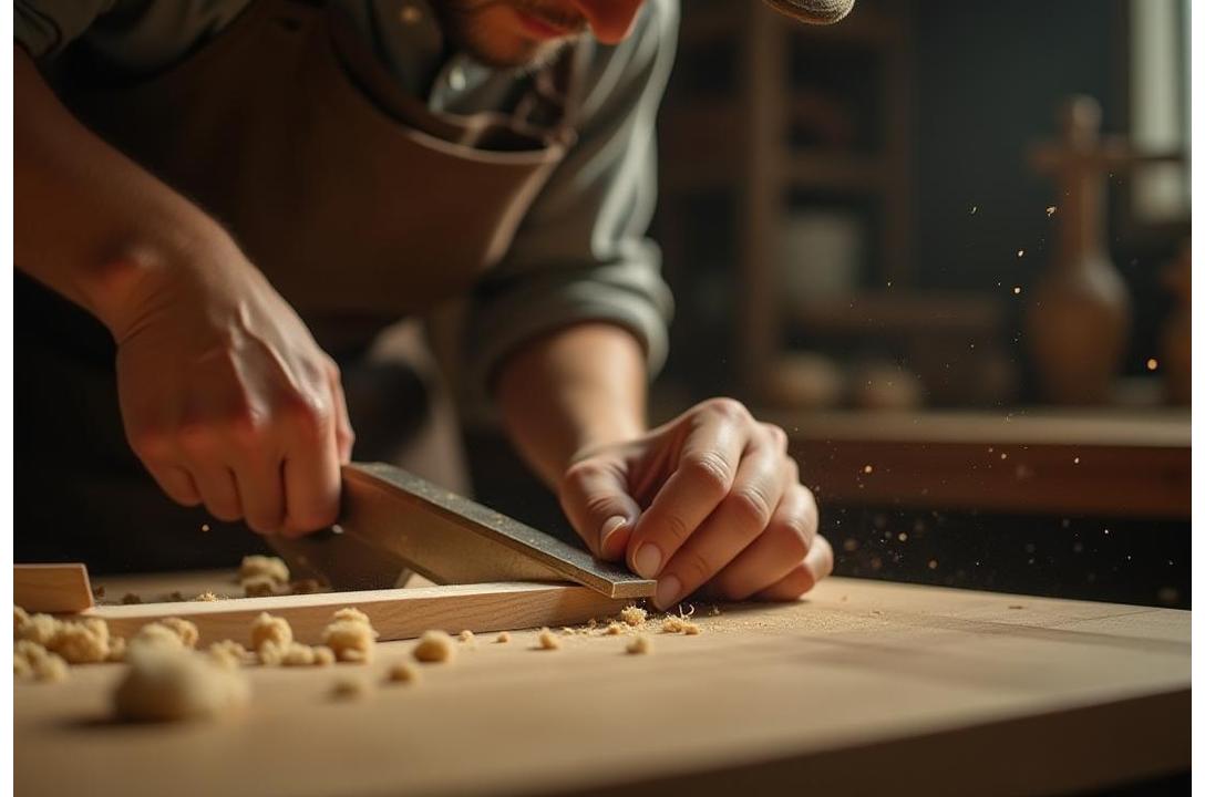 熟練の職人による木工作業風景